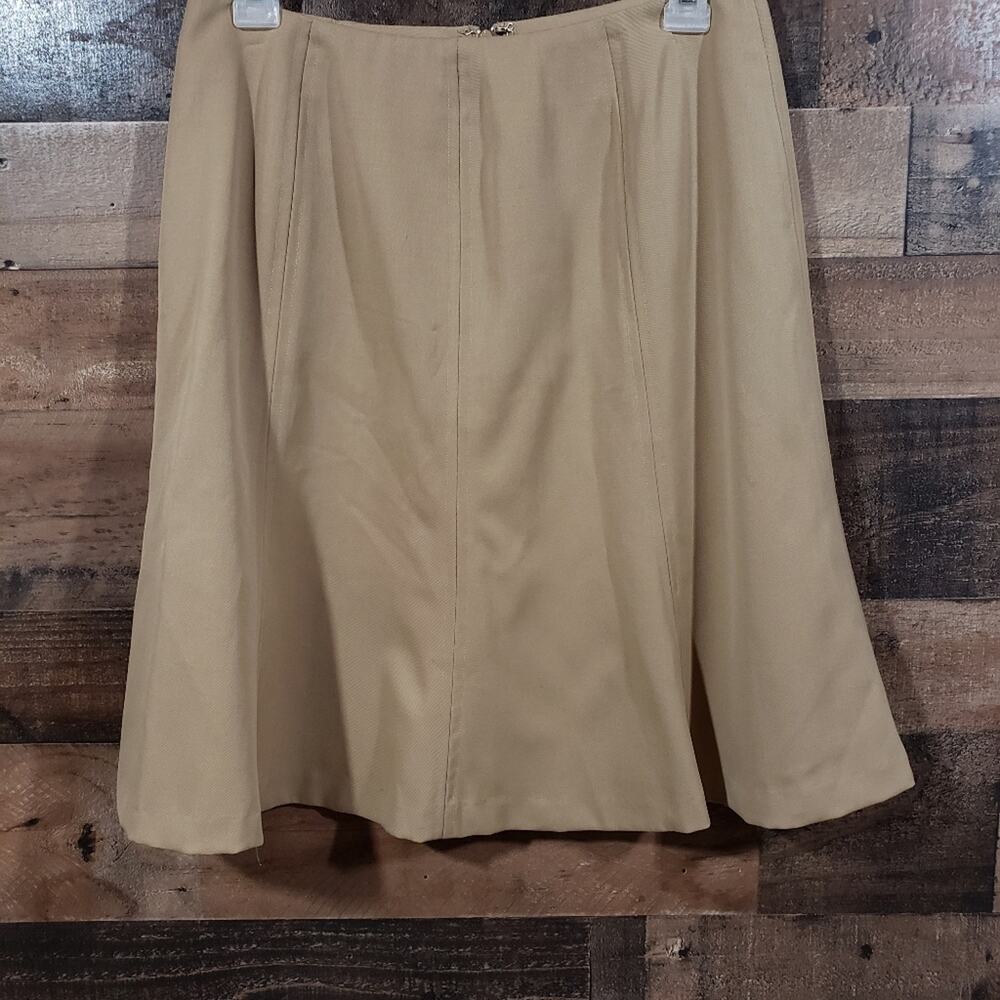 Blue ice‎ vintage tan 100% wool fully lined fit & flare skirt woman's size 4